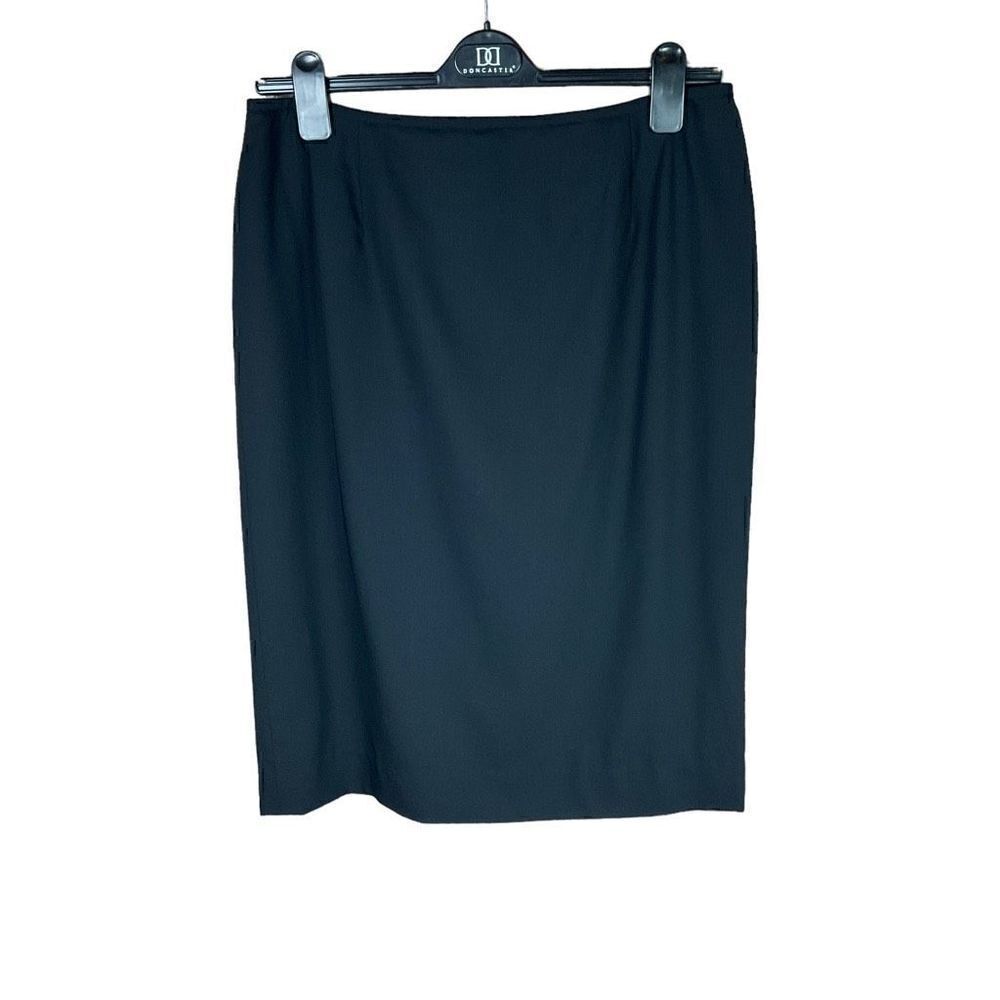 Carlisle Skirt Midi Wool Black Lined Back Zipper Closure Back Slit Women Size 14